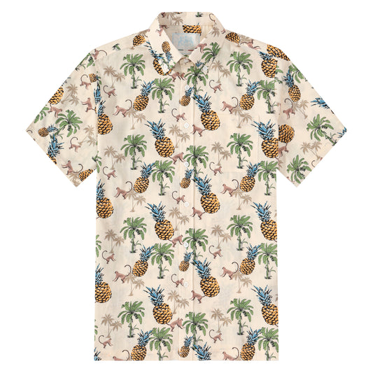 Monkey Pineapple Pattern Short Sleeve Shirt