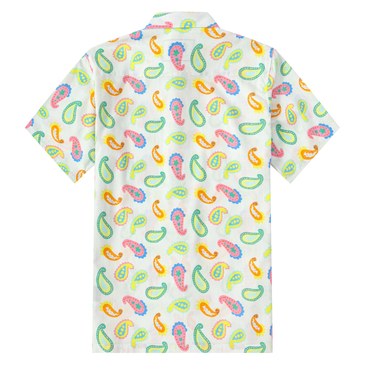 Colorful Paisley Pattern Button Short Sleeve Shirt