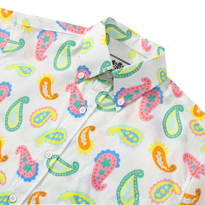 Colorful Paisley Pattern Button Short Sleeve Shirt