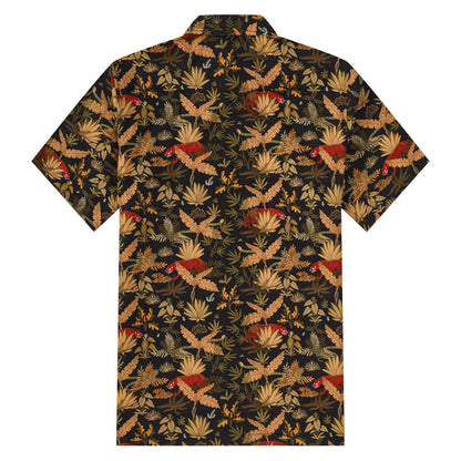 Maple Leaf Pattern Button Short Sleeve Shirt