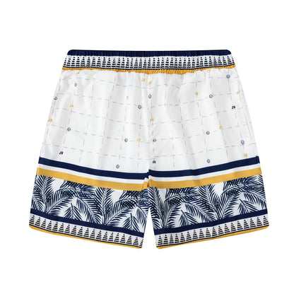 Palm Tree Tennis Pattern Waistband Shorts