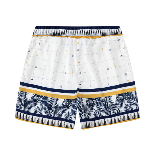 Palm Tree Tennis Pattern Waistband Shorts