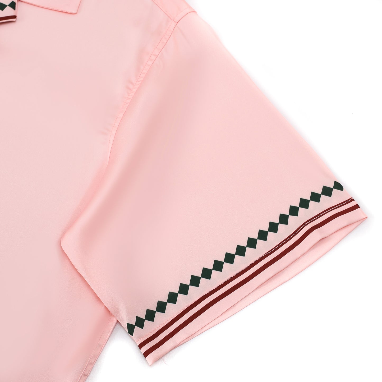 Pink Camp Collar Short Sleeve Tennis Shirt