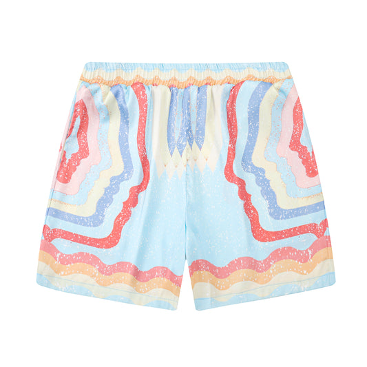 Rainbow Color Drawstring-Free Summer Casual Shorts