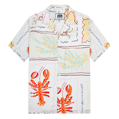 Aloha Style Lobster Pattern Short Sleeve Camp Collar Shirt