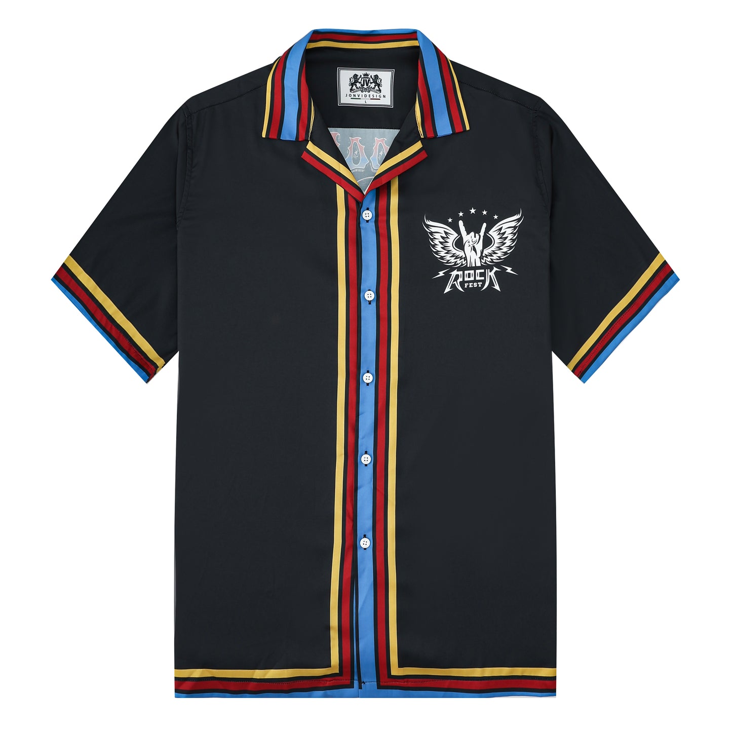 Voodoo Rock World Tour Pattern Camp Collar Casual Shirt for Men