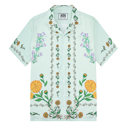 Summer Daisy Floral Pattern Camp Collar Casual Shirt for Men