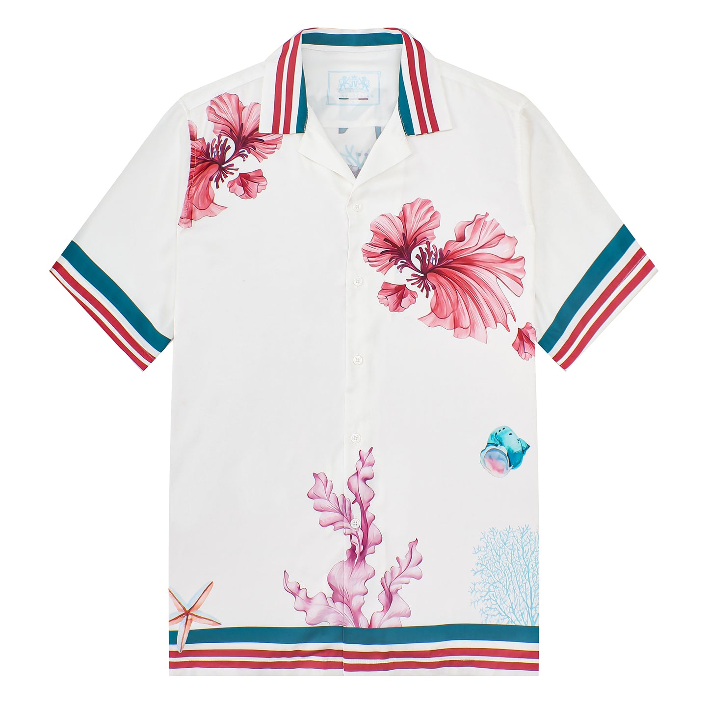 Coral Reef Seahorse Pattern Camp Collar Casual Shirt for Men