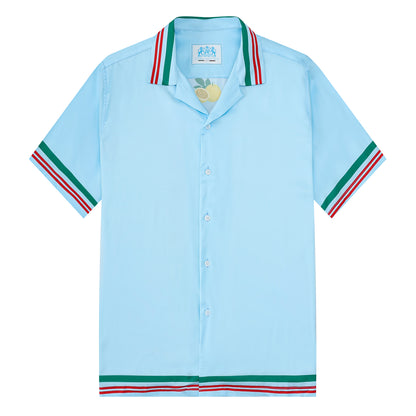 Palace Stripe Design Camp Collar Casual Shirt in Blue