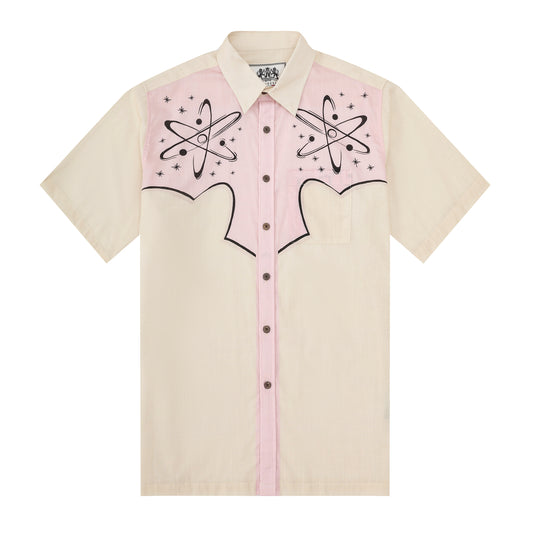 Star Planet Pattern Western Wear Short Sleeve Shirt for Men