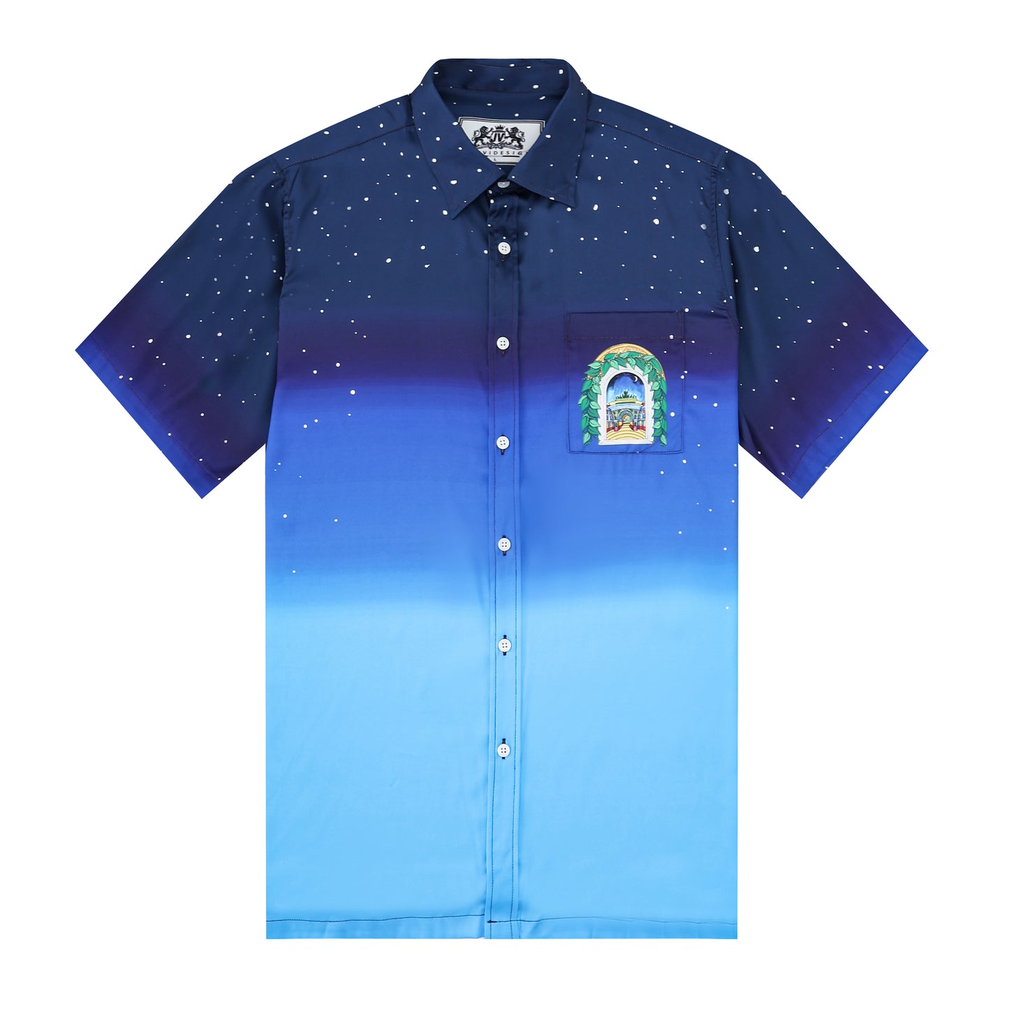 Starry Night Short Sleeve Sports Shirt in Blue