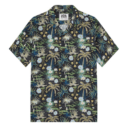 Aloha Style Floral Pattern Camp Collar Short Sleeve Shirt