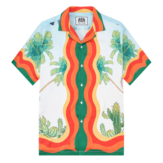 Rabbit Tropical Print Short Sleeve Camp Collar Shirt