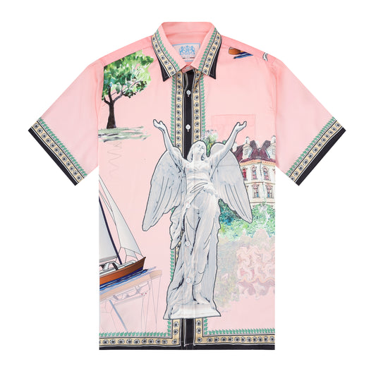 Goddess Statue Pattern Button Up Casual Shirt