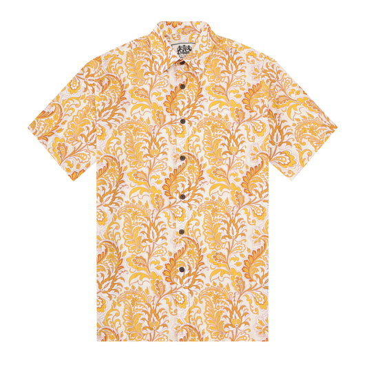 Yellow Floral Pattern Short Sleeve Sports Shirt