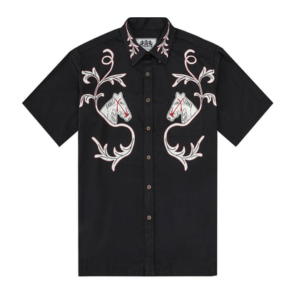 Horse Pattern Western Cattlemen Short Sleeve Shirt