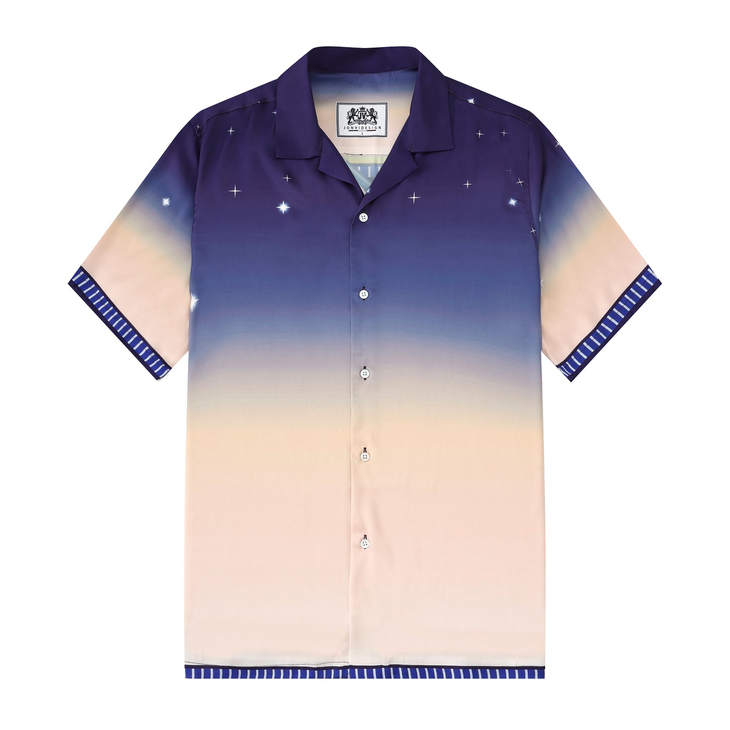 Greek Temple Sky Pattern Short Sleeve Camp Collar Shirt