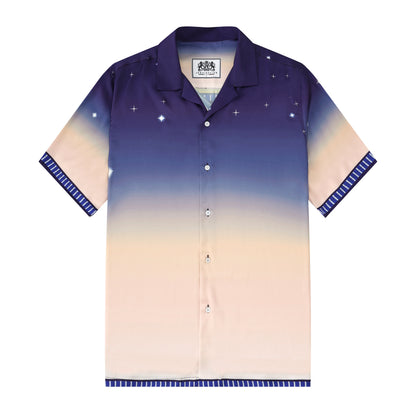Greek Temple Sky Pattern Short Sleeve Camp Collar Shirt