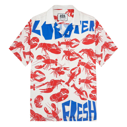 Aloha Style Crayfish Print Camp Collar Short Sleeve Shirt