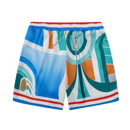 Graphic Pattern Elastic Waistband Summer Casual Shorts