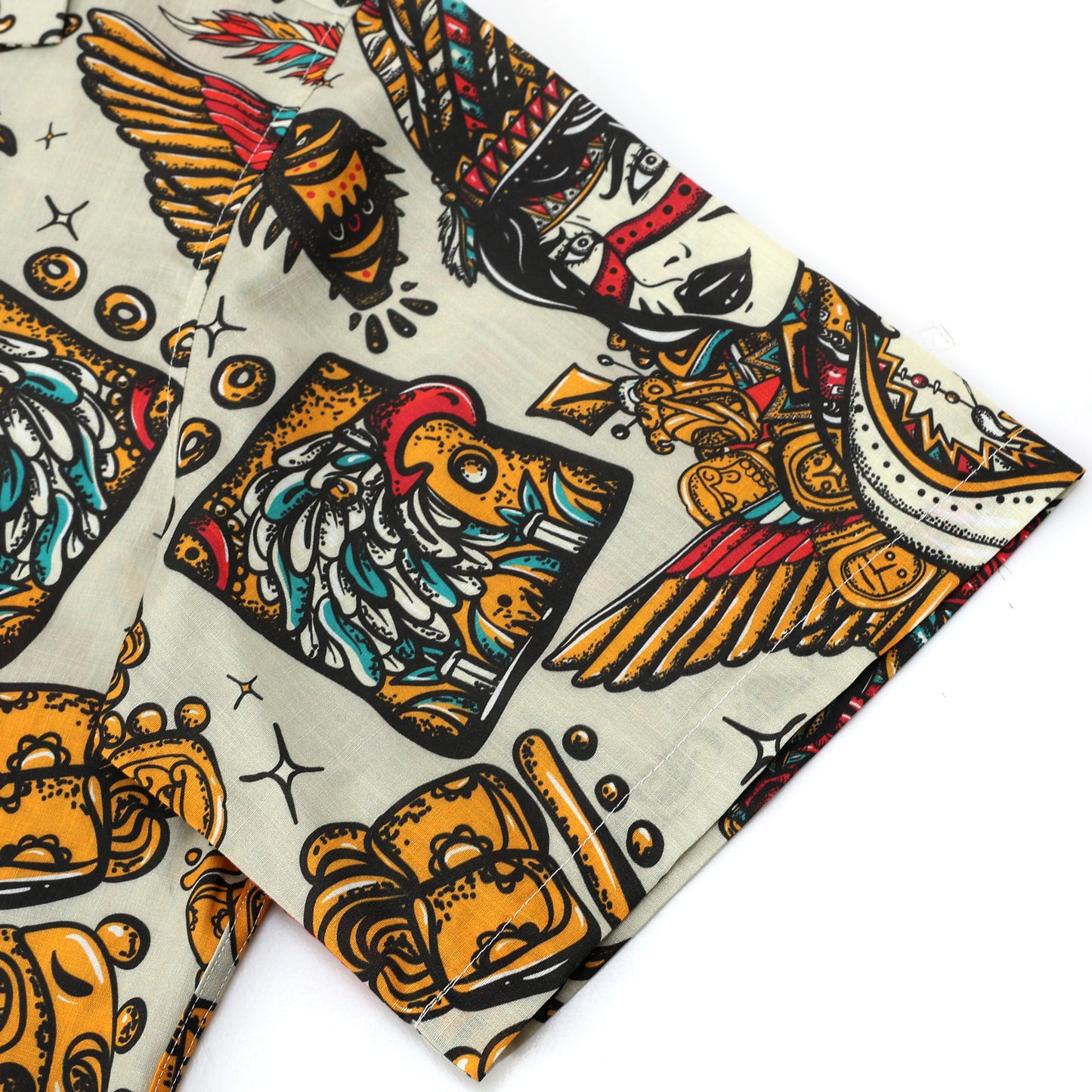 Ancient Mexican Mayan Pattern Short Sleeve Camp Collar Shirt