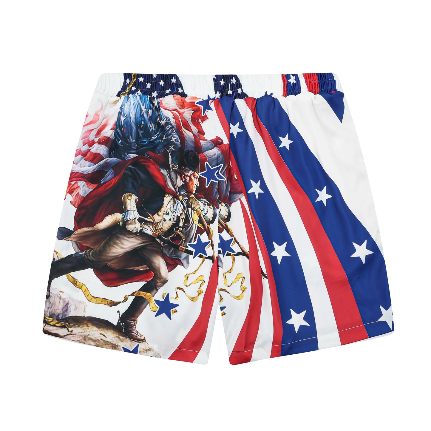 American Warrior Pattern Silk Fiber Waistband Shorts