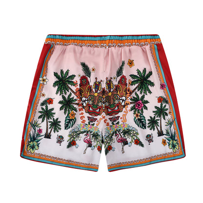 Tropical Vibe Tiki Themed Waistband Shorts