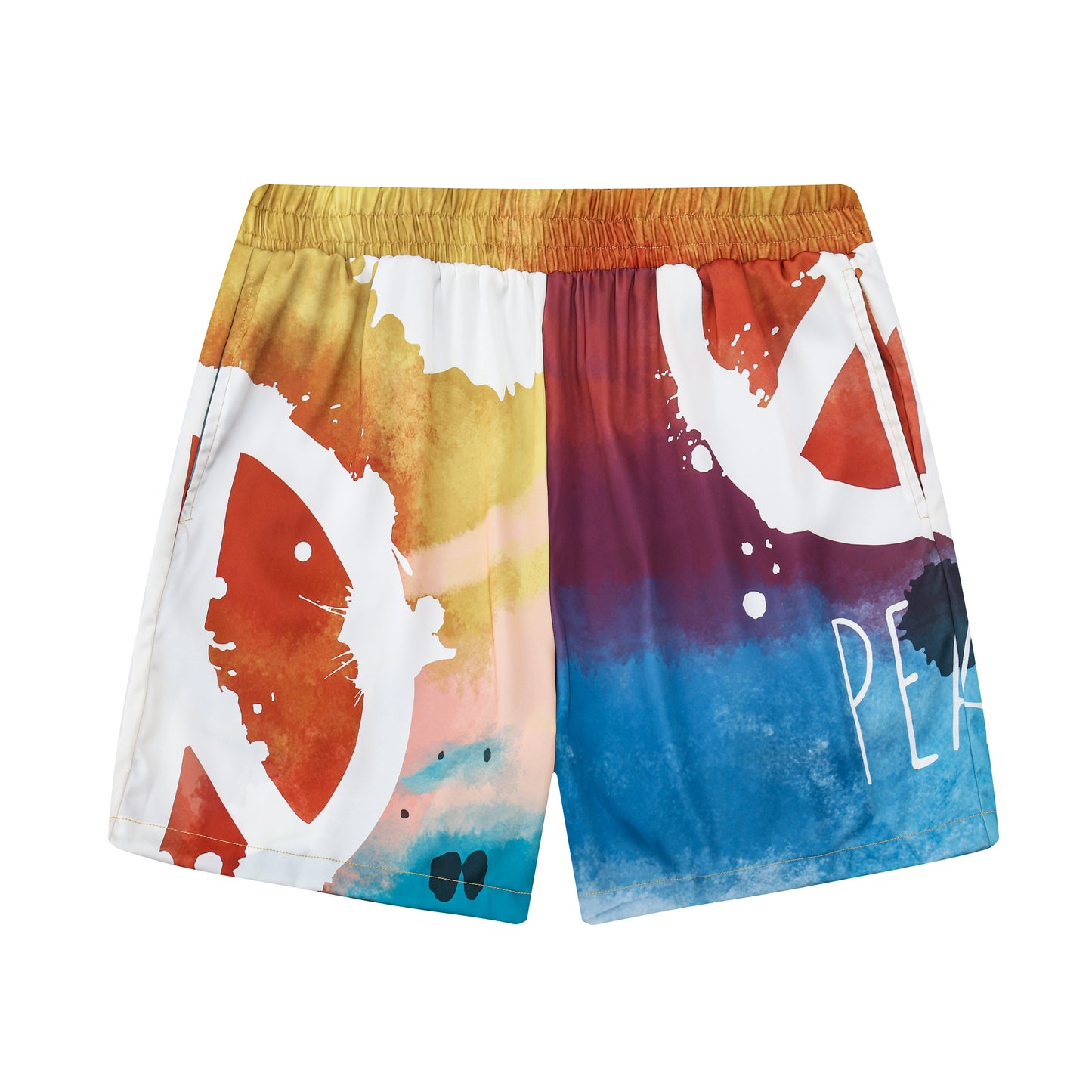 Peace Print Elastic Waistband Summer Casual Shorts