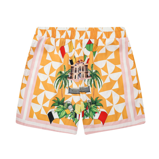 Retro Palace Tennis Coconut Pattern Waistband Shorts