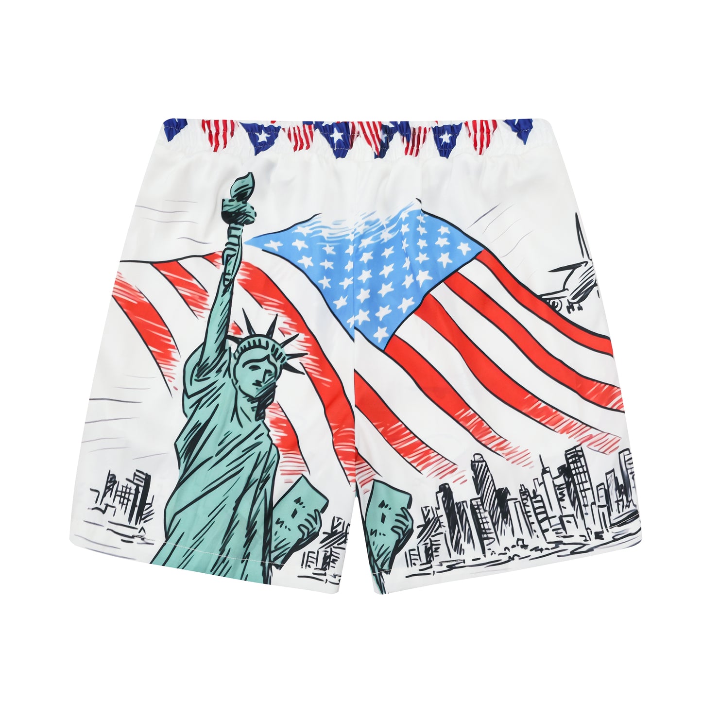 American Eagle Pattern Silk Fiber Waistband Shorts