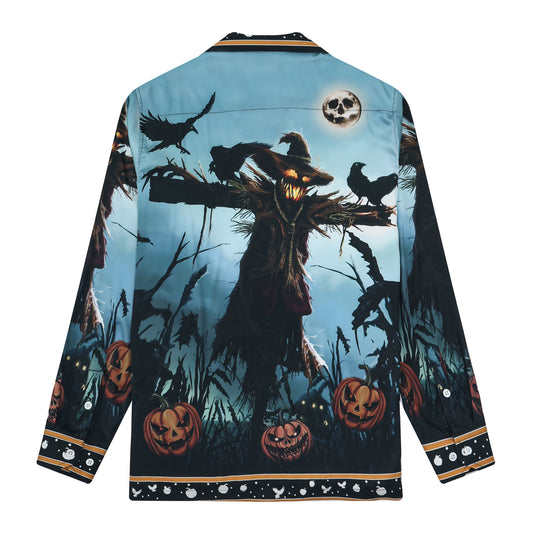 Halloween Bogy Long Sleeve Camp Collar Shirt