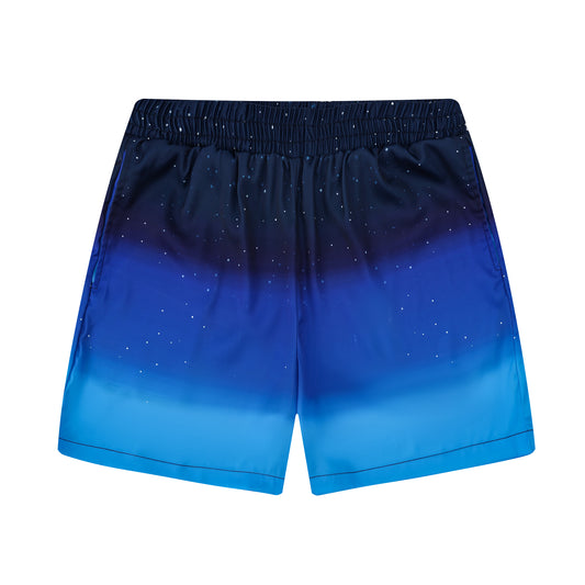 Star Pattern Drawstring-Free Casual Shorts in Gradient Blue
