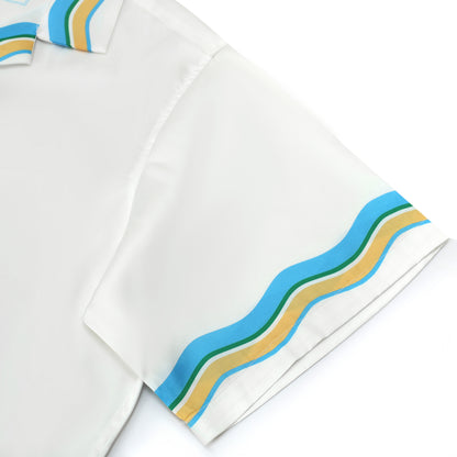 Seahorse Beach Pattern Short Sleeve Camp Collar Shirt