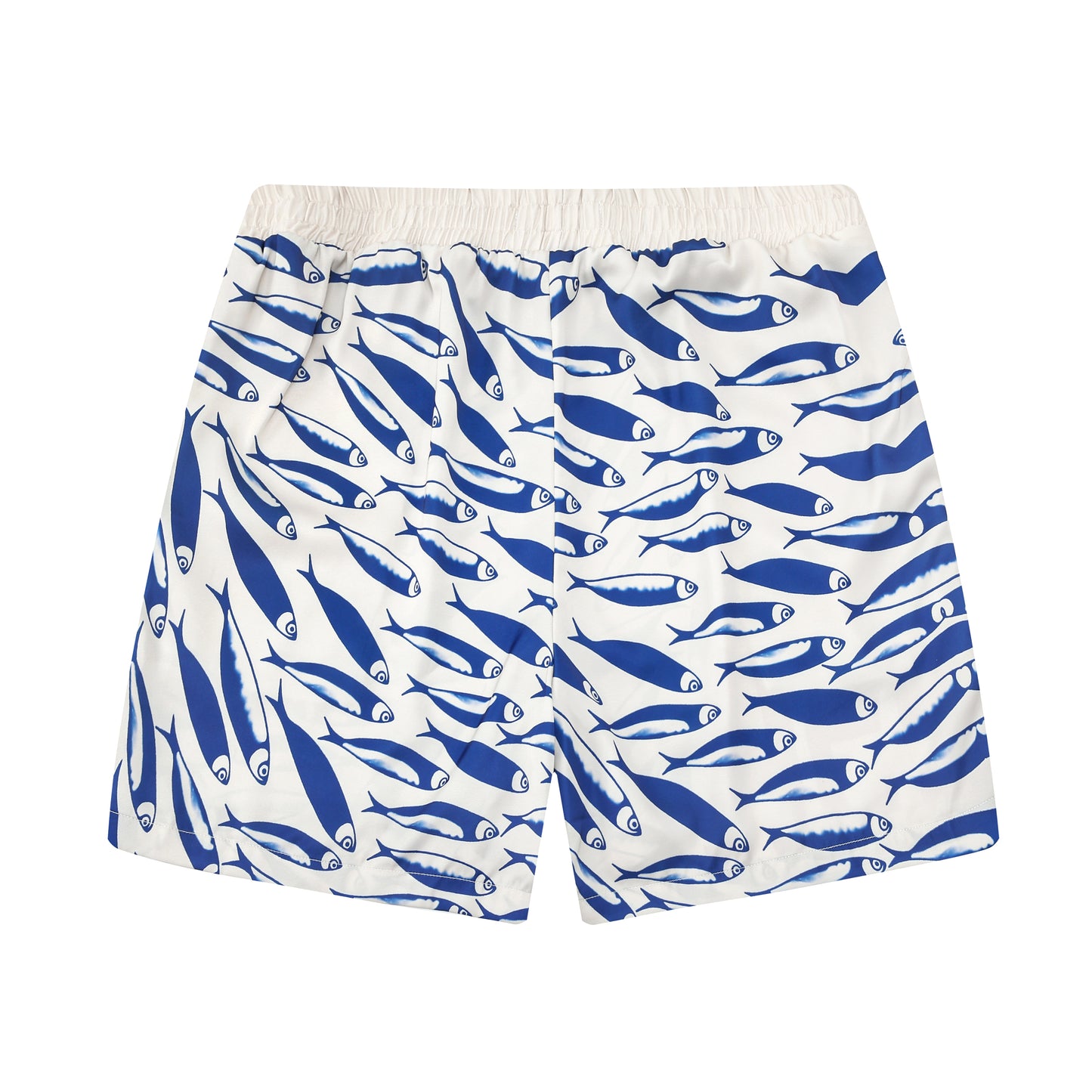 Aloha Style Sardine Pattern Silk Fiber Waistband Shorts