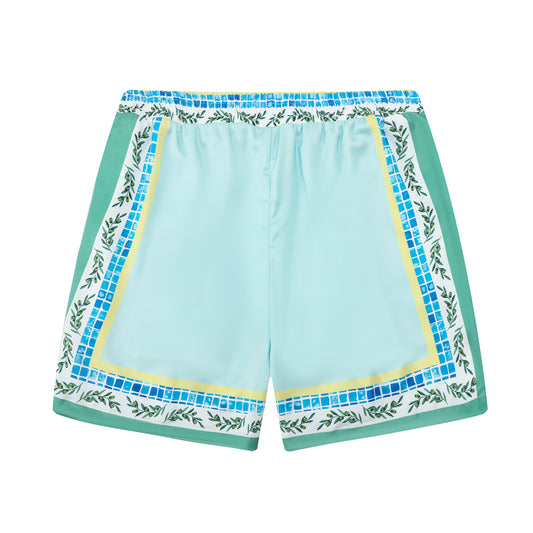 Tennis Print Elastic Waistband Summer Casual Shorts