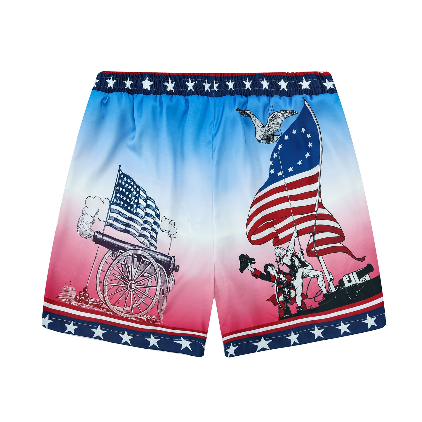 Independence Day Statue of Liberty Pattern Silk Fiber Waistband Shorts