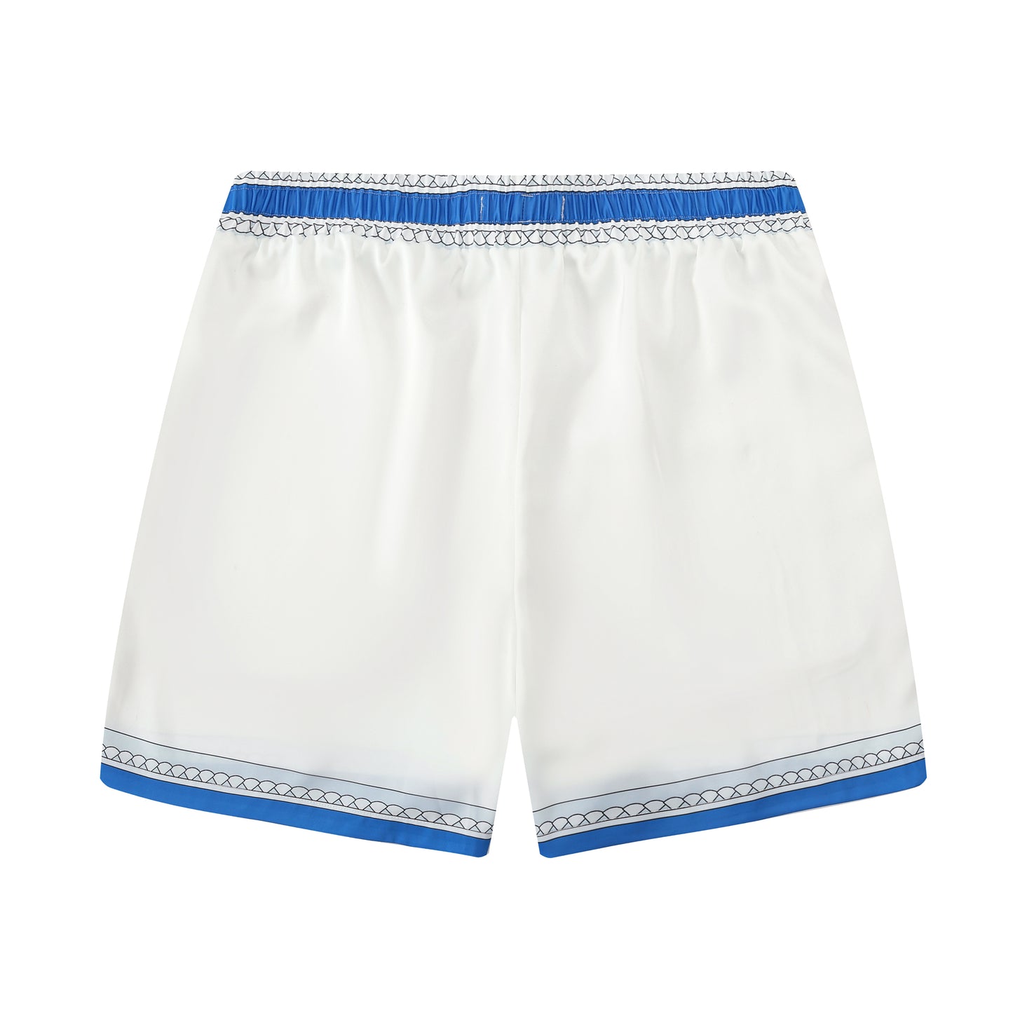Blue Shell Pattern Silk Elastic Waistband Shorts