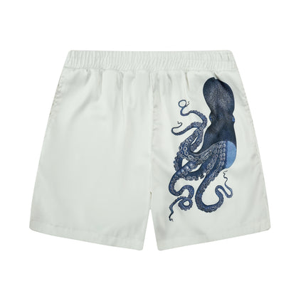 Octopus Print Elastic Waistband Summer Casual Shorts