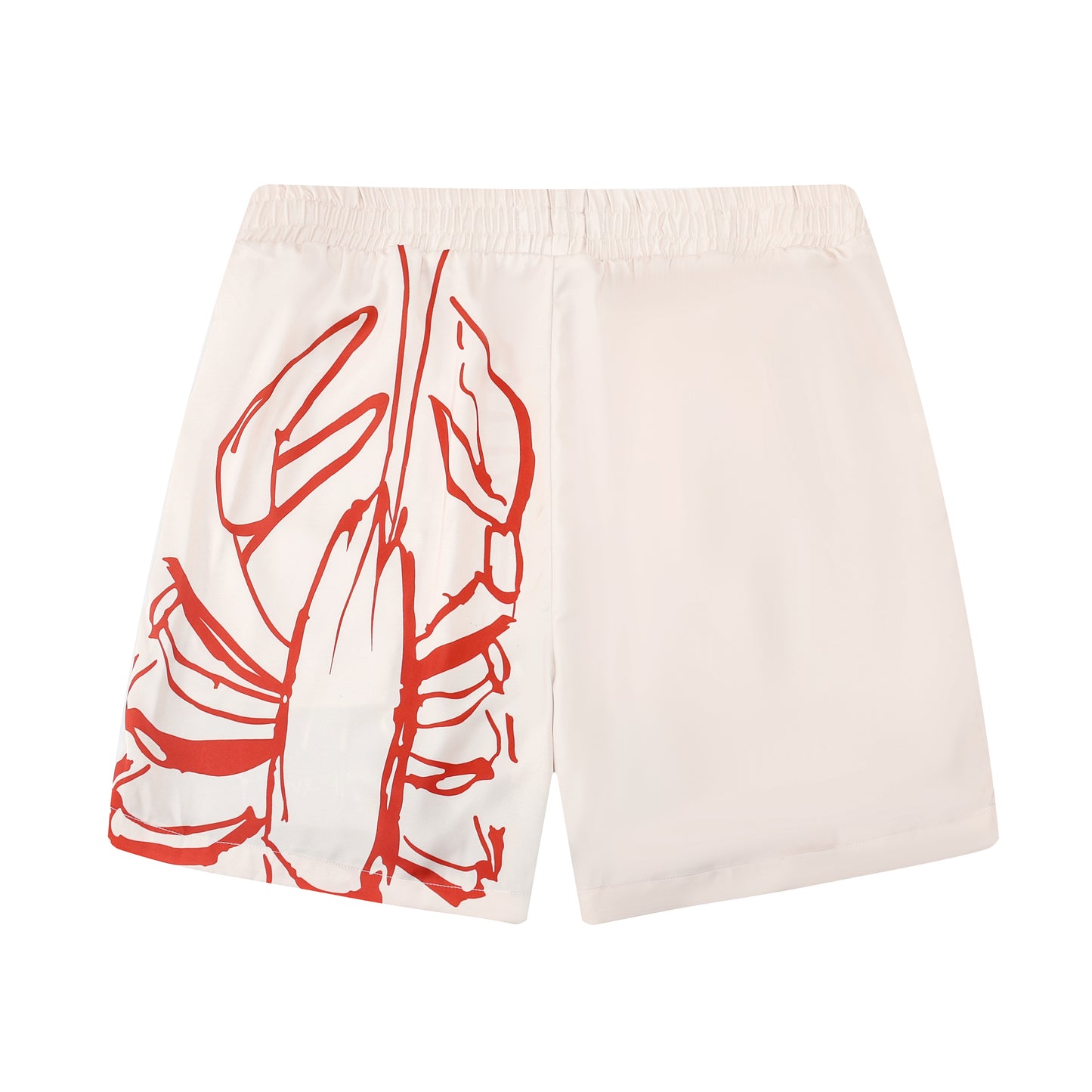 Forest Green Lobster Pattern Silk Fiber Waistband Shorts