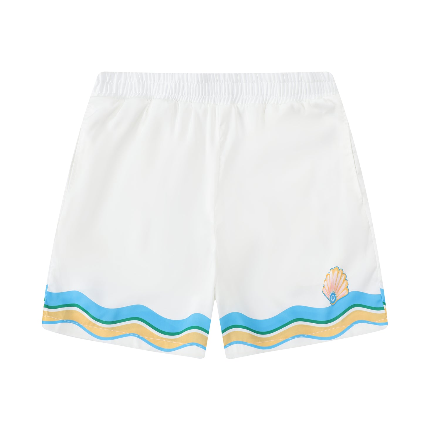 Seahorse Beach Wave Pattern Waistband Shorts