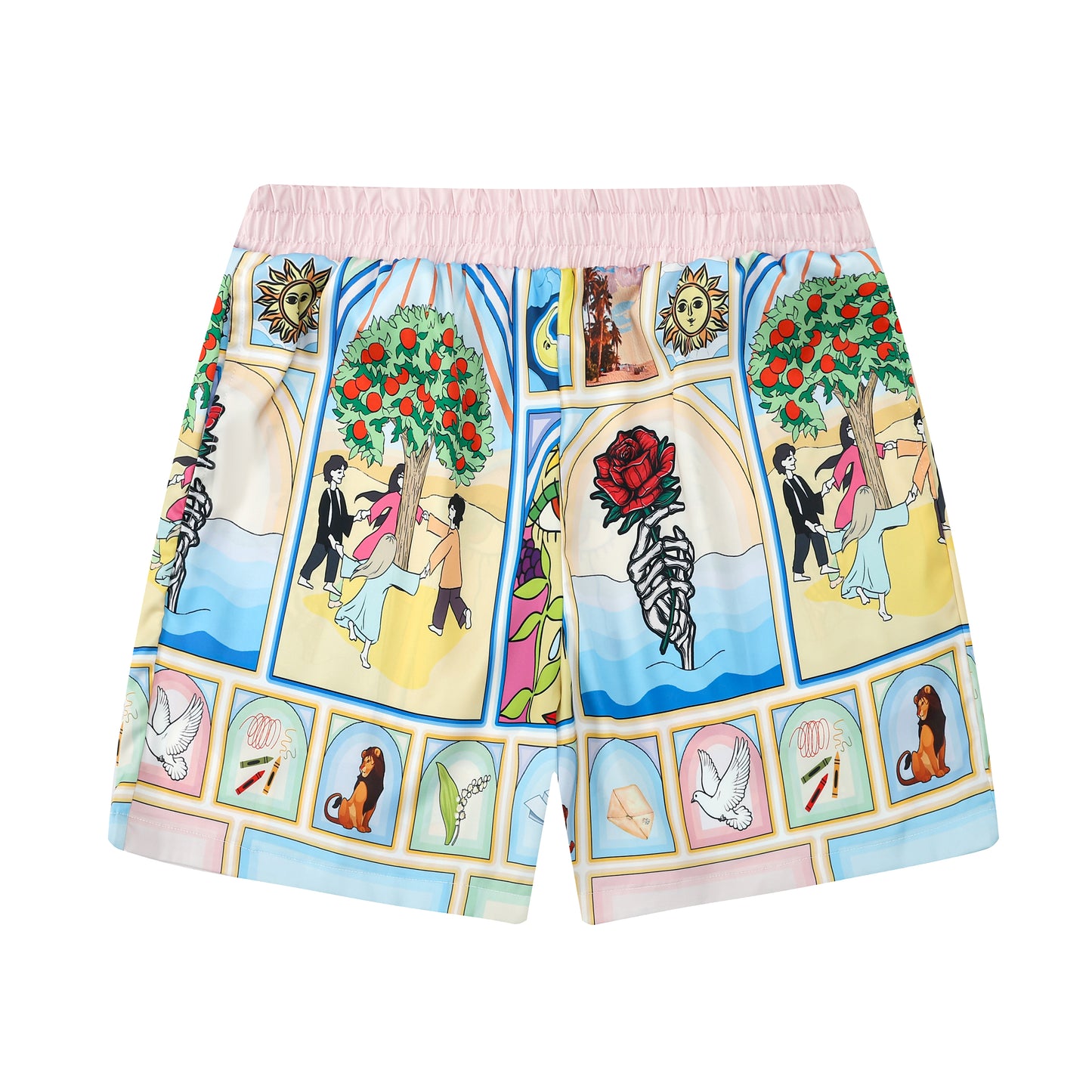 Exotic Patchwork Pattern Waistband Shorts