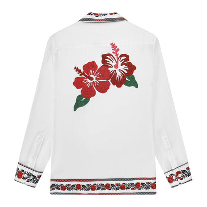 Floral Pattern Camp Collar Long Sleeve Shirt