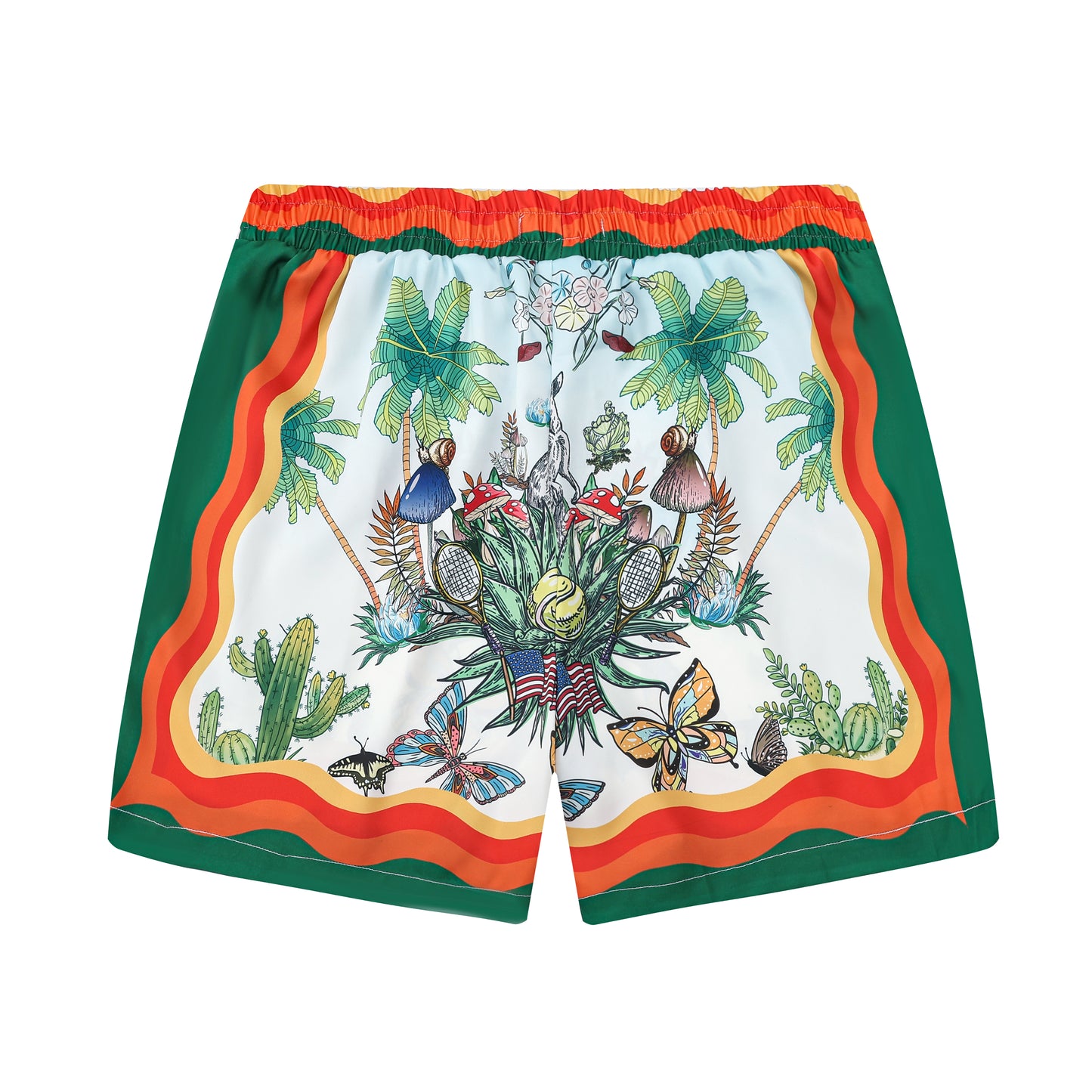 Rabbit Tropical Pattern Waistband Shorts