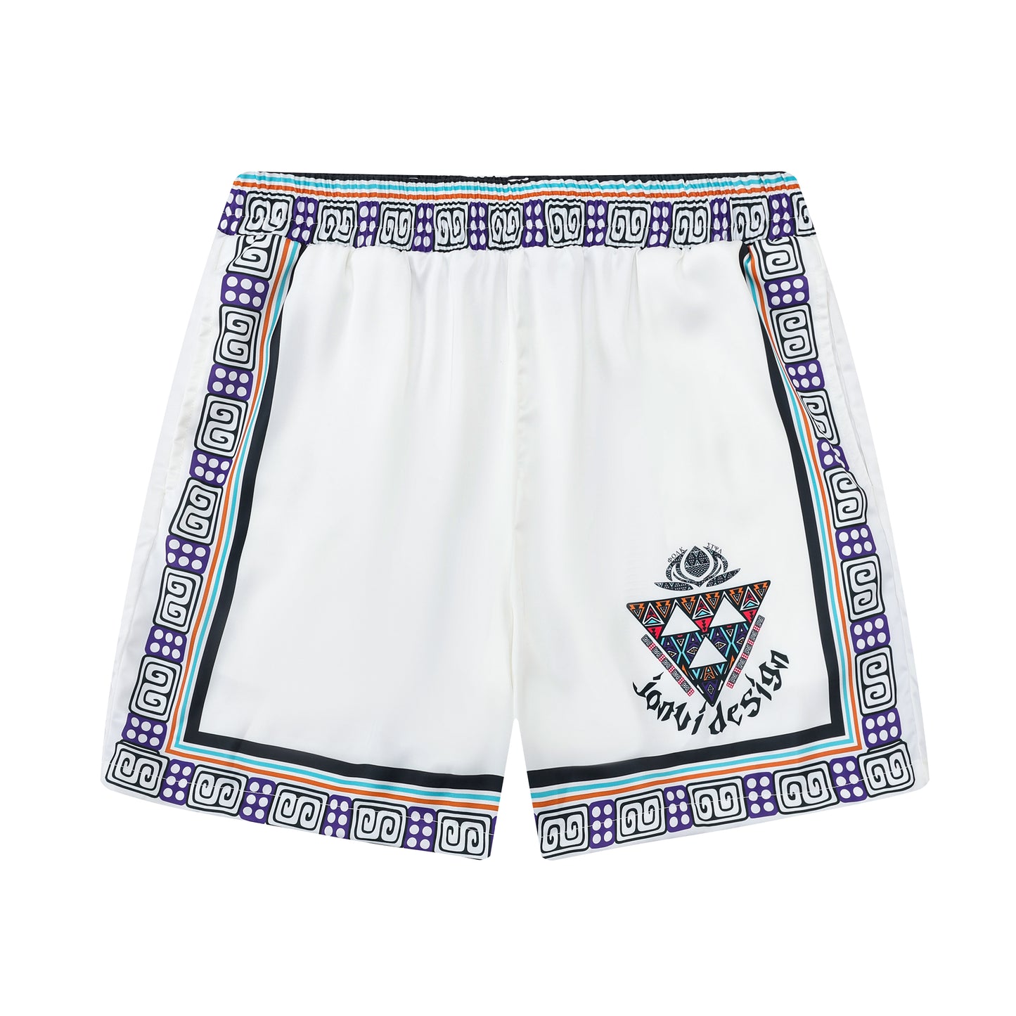 Triangle Tribal Pattern Silk Fiber Waistband Shorts