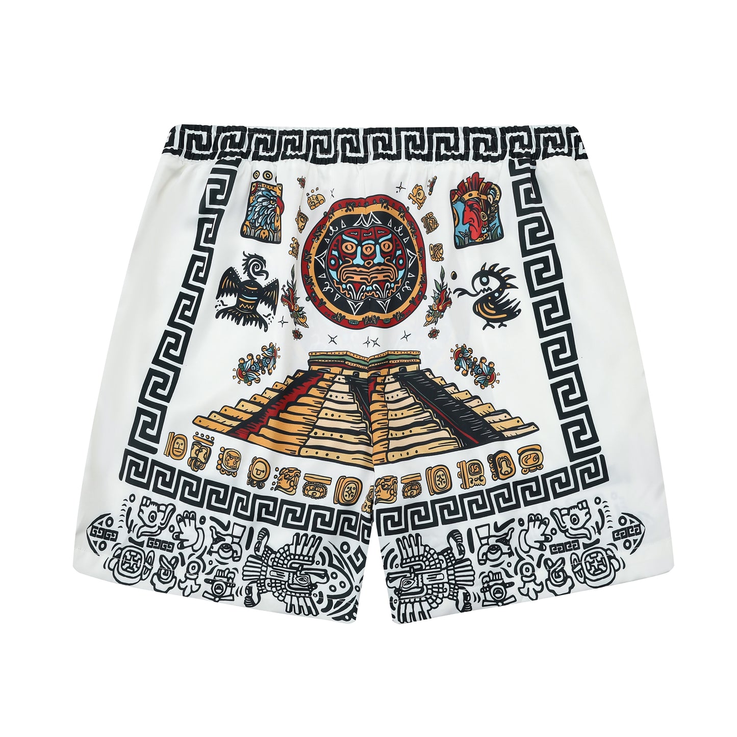 Exotic Pyramid Pattern Silk Fiber Waistband Shorts