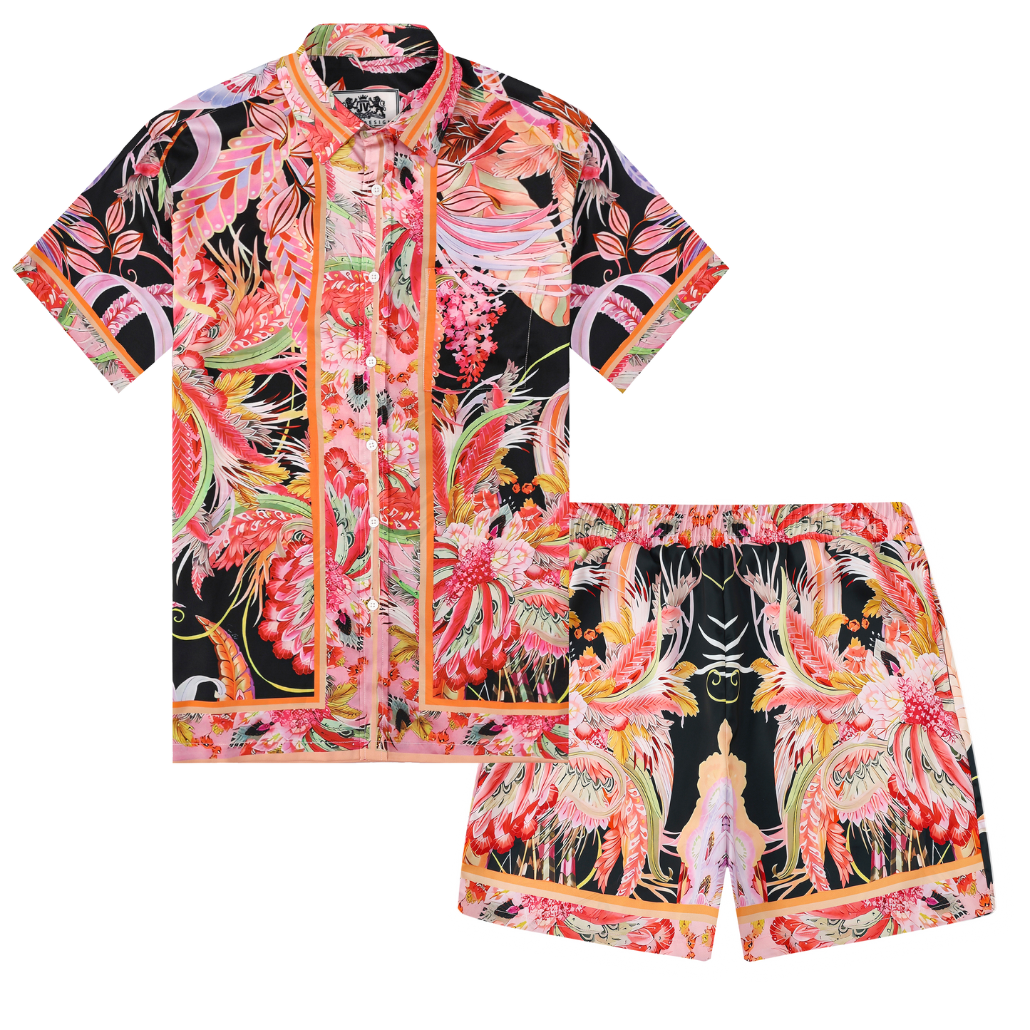 Floral Butterflies Pattern Silk Fiber Waistband Shorts