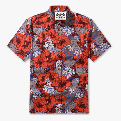 Crimson Heritage Hibiscus Aloha Shirt