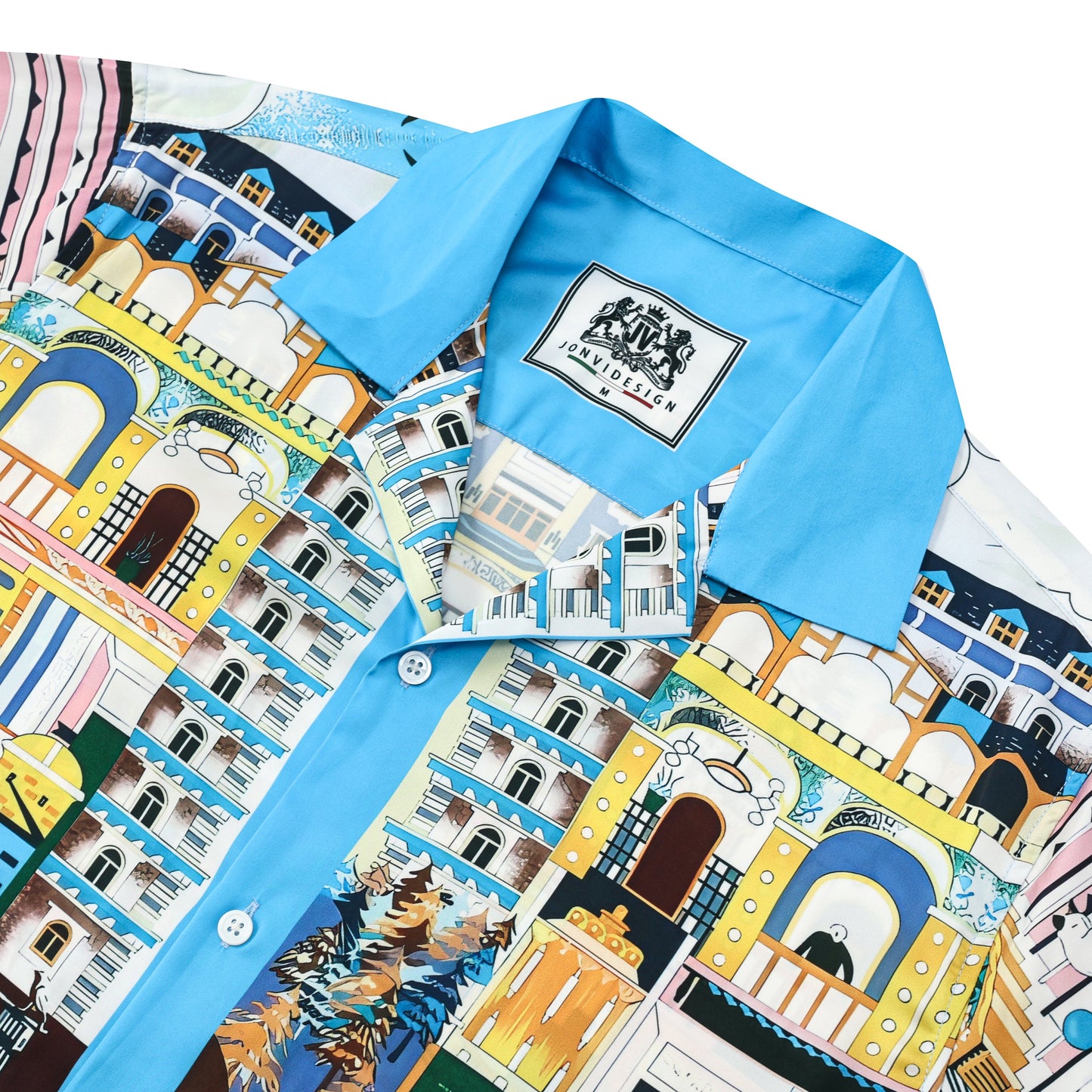 The Grand Budapest Hotel Pattern Silk Fiber Short Sleeve Camp Collar Shirt