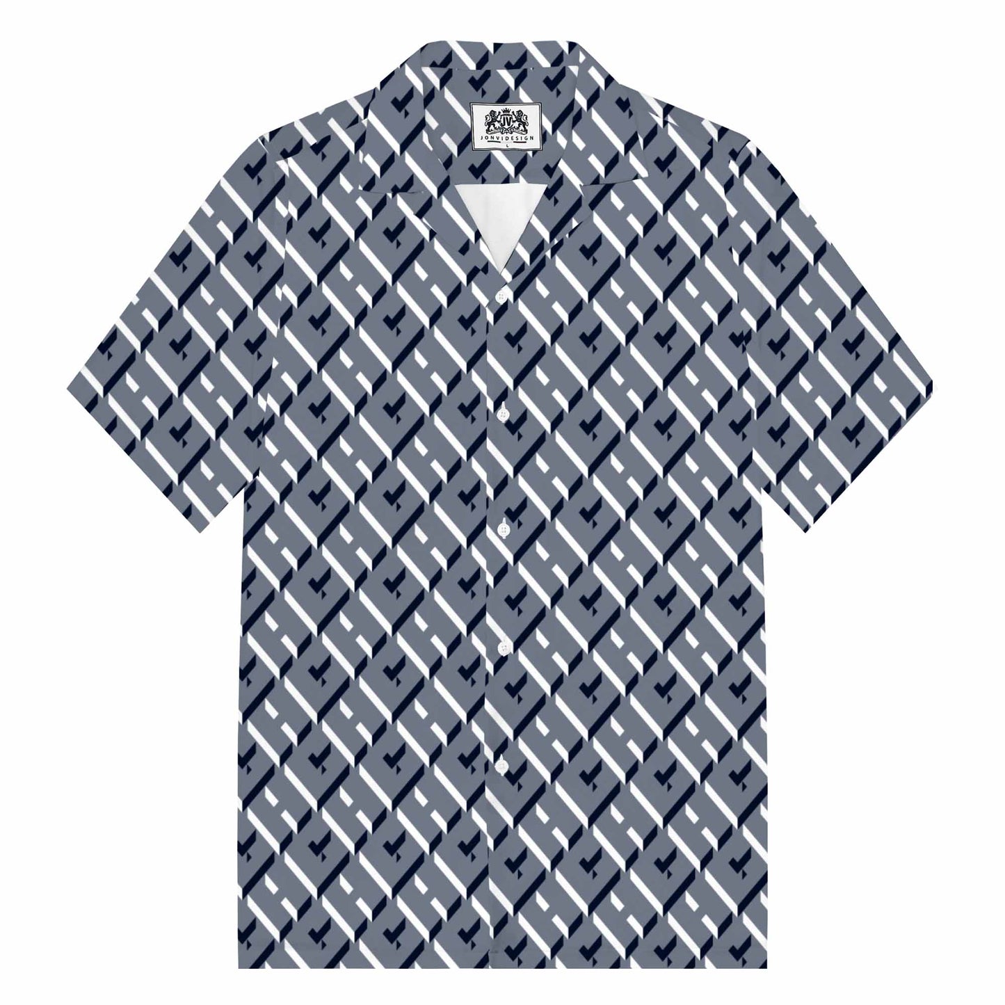 High-Grade Gray Style Camp Collar Short Sleeve Shirt