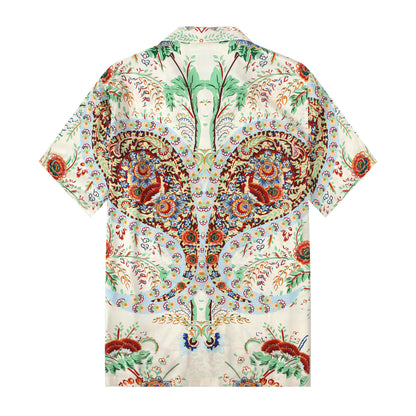 Tropical Floral Pattern Print Short Sleeve Camp Collar Shirt